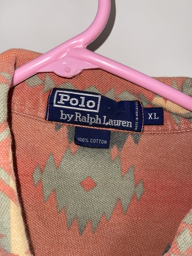 Vintage Polo Ralph Lauren Shirt Mens XL Aztec Southwestern Print Cotton 90s - Picture 2 of 5
