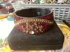 Cuff Bracelet Statement Red Glass Rhinestones,gold Rhinestones Beautiful Patter