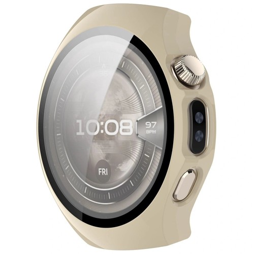 Etui ochronne ze szkłem do Huawei Watch 5 46mm Bizon Case Cover Etui Beżowe - Zdjęcie 5 z 8
