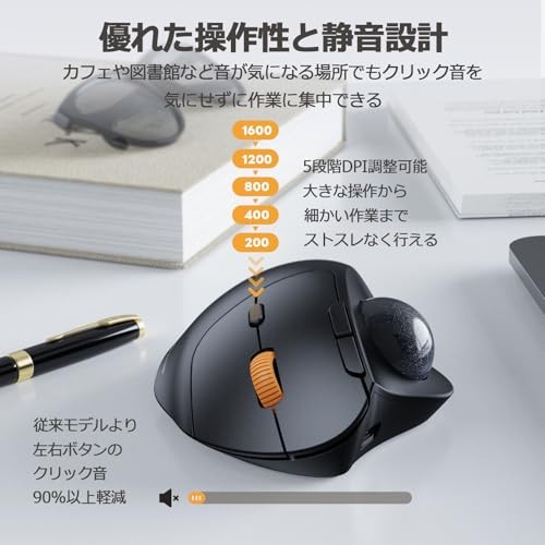 ProtoArc Trackball Mouse Compatible with both Bluetooth/2.4GHz, 3 devices connec - Picture 5 of 7