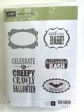 Stampin' Up HALLOWEEN BASH 5 Piece Red Rubber Cling Mount Stamp Set
