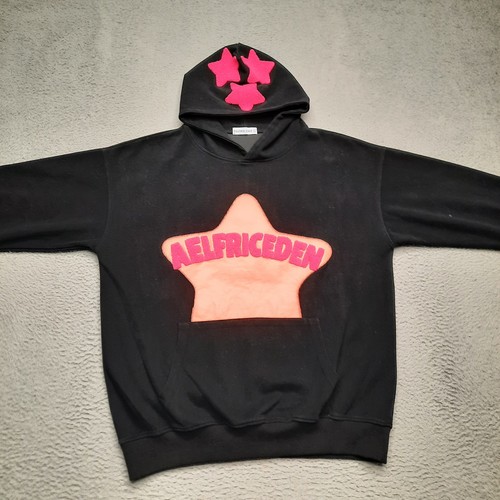 AELFRIC EDEN Oversized Hoodie Damen Gr. Large schwarz rosa Sterne bestickt - Bild 2 von 11
