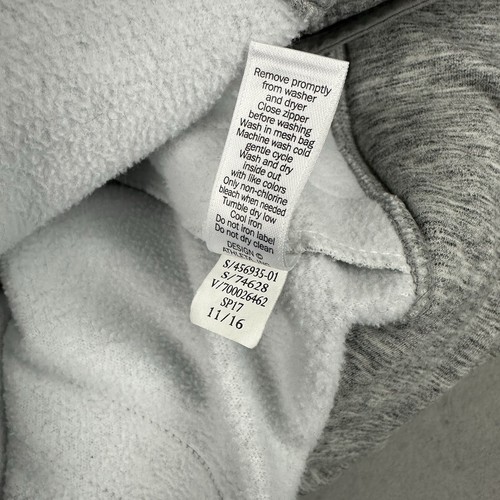 Athleta Jacke Damen klein grau meliert durchgehender Reißverschluss Tunika Länge Kapuze Taschen S - Bild 10 von 10