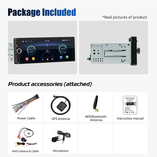 Carplay Single 1 Din Android 12 Car Stereo Radio GPS WIFI Touch Screen 2+32GB BT - Picture 14 of 14