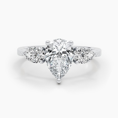 Diamond Pear Ring IGI Certified F VS1 F 2.34 Carat 3 Stones 14K White Gold - Picture 8 of 14