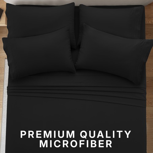 6 Pcs Bed Sheet Set Soft Deep Pocket Microfiber Hotel Quality Bedding Sheets - Picture 126 of 180