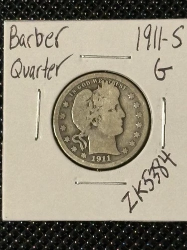 1911-S Barber Quarter  G  Very Tough Date