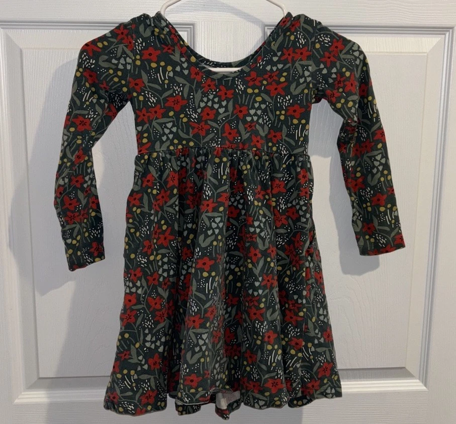 Vestido de Natal Hanna Andersson meninas férias verde poinsétia vermelho tamanho 110 EUA 5 - Imagem 2 de 3