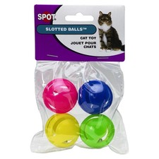 Ethical Pet Spot Slotted Balls Colorful Cat Toys with Bells - 3 Pack 12 Balls 