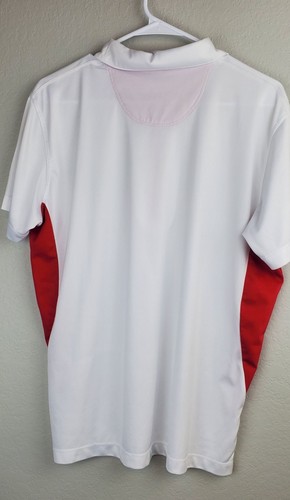 Hartwell Men's XL 1/2 Zip Up Red & White Polo Shirt Short Sleeved Golf Shirt - Picture 5 of 7