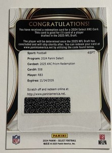 QUINSHON JUDKINS Rookie Browns XRC Redemption 2024 Panini Select #508 RB3!!
