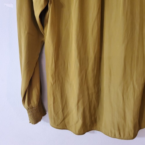 Chico's Olive Green Mock Neck Satin Feel Blouse Size 1/M - Picture 10 of 14