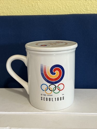TAZZA E COPERCHIO VINTAGE 1988 SEOUL KOREA OLYMPICS HODORI TIGER CON TORCIA