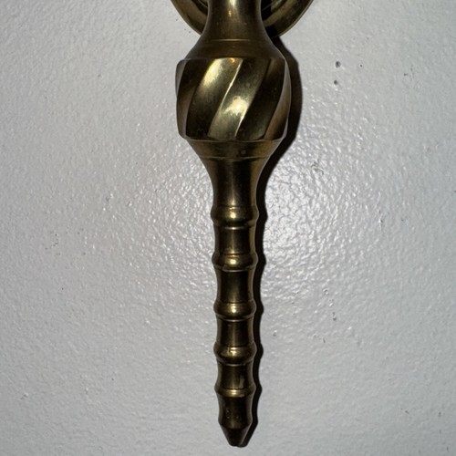VTG Pair Twisted Base Crackle Glass Brass Gold Metal Candle Sconces 15.5" Tall - Picture 5 of 6