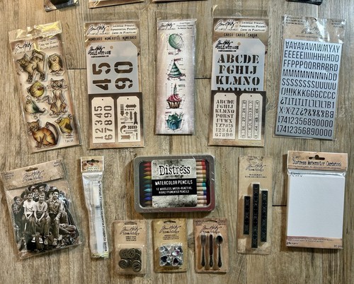 New! TIM HOLTZ Idea-ology Stamps Stencils Adornments Watercolor Ephemera LOT!! - Picture 3 of 4