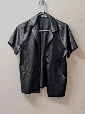 Ekouaer Night Shirt Women's S Black Satin Short Sleeve Sleepwear