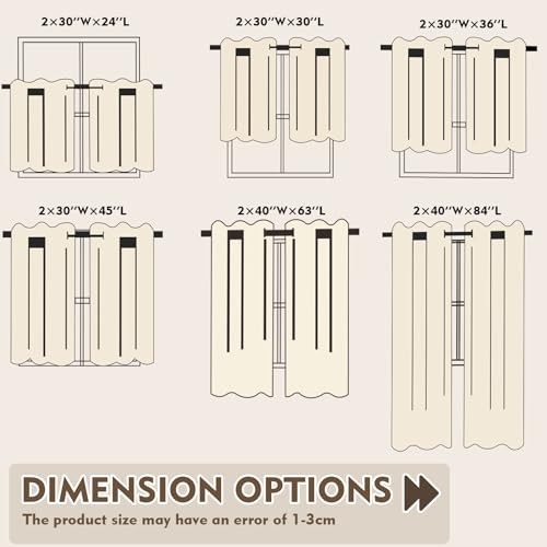 2Pcs 36inch Kitchen Tier Curtains for Windows,Semi 30"W x 36"L(Pack of 2) White - Picture 5 of 6