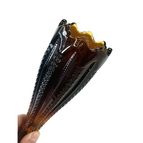"Florero cinta ámbar oscuro de vidrio Indiana exclusivo de tiara vintage de los años 70 10""" - Imagen 5 de 6