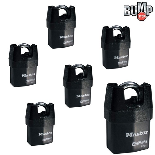 Master Lock High Security Padlocks - (6) Keyed Alike w/ BumpStop  6321NKA-6 - Picture 1 of 3