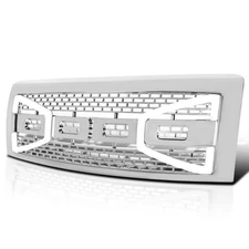 Fits 2009-2014 Ford F150 Chrome Raptor Style Mesh Hood Grille W/ Led Light Bar