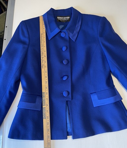 Vintage Herbert Grossman Wool Skirt Suit 2-Pc Set Size 8 Royal Blue NWT - Picture 10 of 18