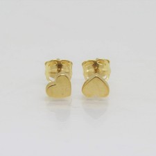 14K Solid Yellow Gold Heart Stud Earrings gift for love solid gold stud