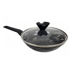 Wok Non-Stick Glass Lid Induction Marblestone Forged Aluminium Pan 20cm to 30cm