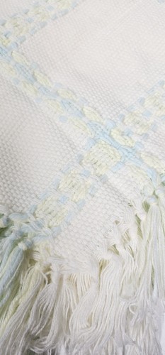 Vintage Harrods Baby Blanket Acrylic Embroidered Knit Floral 34x34" Italy - Picture 3 of 12