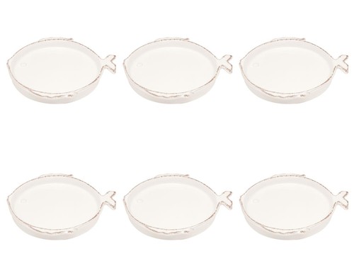 6er Set Salatteller Kuchenteller MARINA FISCH D. 16cm weiß bianco Virginia Casa - Bild 1 von 2