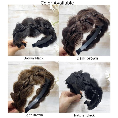 For Wig Headbands with Retro Design Handmade Fishbone Braids for Women - Picture 3 of 23