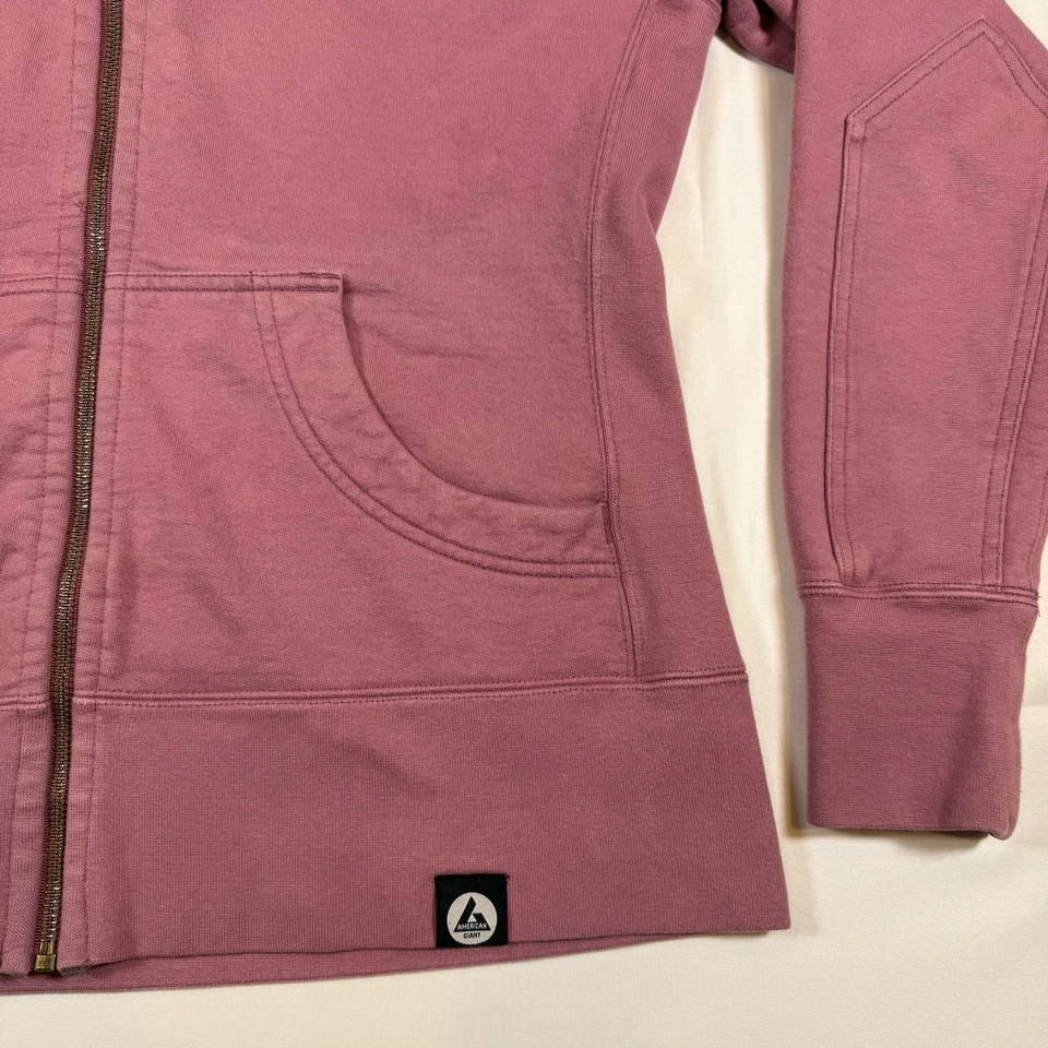 American Giant Hoodie Womens XL Pink Hooded Sweatshirt ZIP-UP Made In USA HEAVY - Image 2 of 4