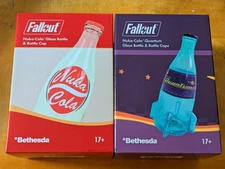 Fallout Nuka Cola + Quantum Glass Rocket Bottle & 20 Caps Bundle Set NEW