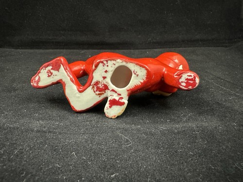 Vintage Cute Elf lounging, Red Jumpsuit, Cute Red Christmas Elf , Ceramic - Bild 4 von 6