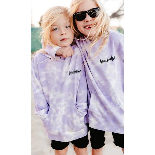 Beau Hudson Kids Happy Hoodie Size 5 Purple Tie Die New Smile Long Sleeve Cotton - Picture 2 of 10