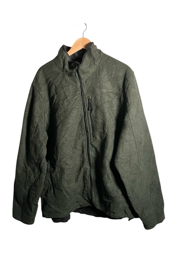 Chaqueta L.L.Bean Para Hombre Talla 2XL Verde Mezcla Lana Cremallera Completa Logo Bolsillos Exterior