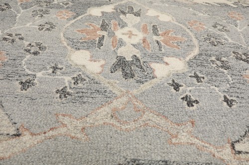 Multi Size Gray Hand Hooked Handmade Transitional Arts & Crafts Wool Area Rug - Picture 4 of 50