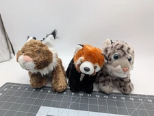 Wild Republic Plush Lot Red Panda Snow Leopard Lynx Cat Stuffed Animal Toy