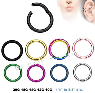 1X Hinged Seamless Segment Ring Nose Hoop-Earring-Labret-Septum Ring 1X Hinged Seamless Segment Ring Nose Hoop-Earring-Labret-Septum Ring