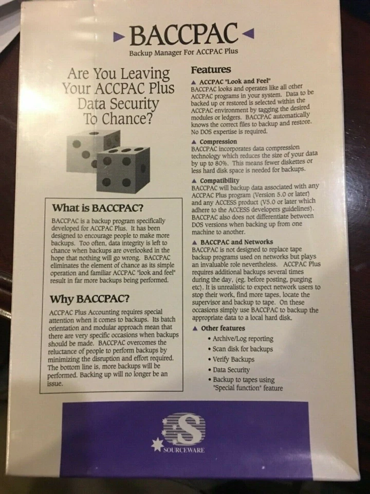 $295 ACCPAC Plus Accounting Companion Product BACCPAC Shrink Wrapped - Image 2 of 2