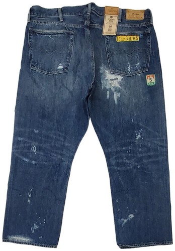 Polo Ralph Lauren Big Tall Hampton Relaxed Straight Patches Jeans 46B X 32 NWT - Picture 2 of 3