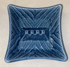 Ashtray Vintage Rare Blue Ceramic MCM Retro 3695 USA Trinkets Texture