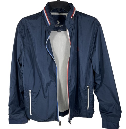 Mens US Polo Assn Red White Blue Lined Collard Coat Jacket X Large Hoodie - Picture 2 of 8