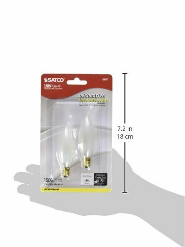 Satco Products S3777 120-Volt 15CA8 Candelabra Base Frosted Light Bulb - Picture 2 of 3