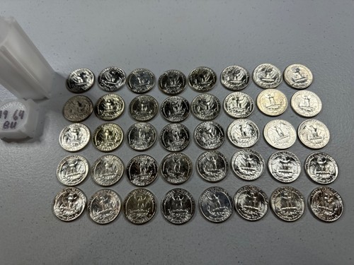 (40) Cuartos de plata Washington 1964 como nuevos en Estados Unidos, 1 rollo, ¡¡¡todas las monedas BU/MS!!!! - Imagen 8 de 8