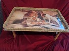 SMIT GUILDFORD MELAMINE SERVING LAP TRAY WOOD LEG PEARS SOAP PRAYING GIRL & DOG 