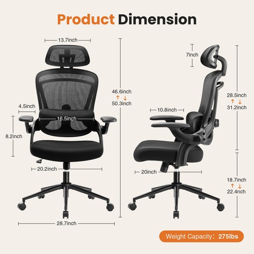 MCQ Ergonomic Office Chair - High Back Desk Chair with Up&Down Lumbar Support - Picture 2 of 7