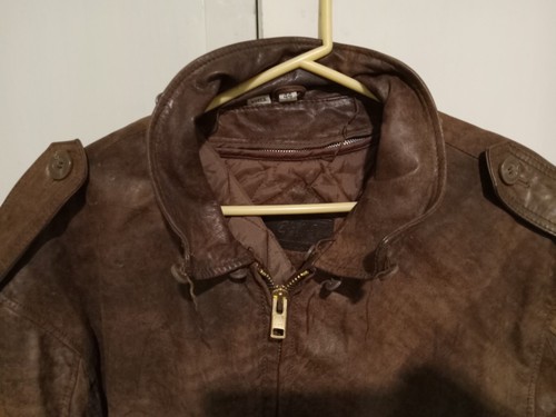 Vintage schwere Leder Bomberjacke, Gr. 44 - Bild 2 von 13