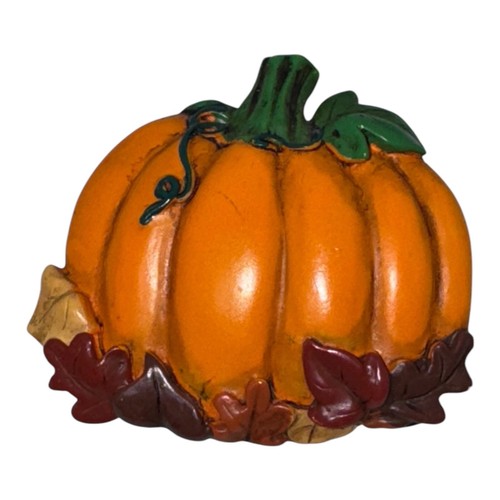 Vintage Herbst Herbst Kürbis & Blätter Harz Brosche Anstecknadel Thanksgiving orange