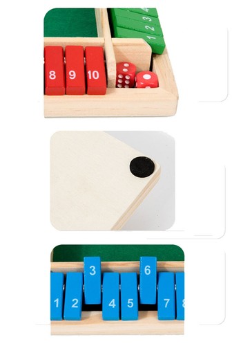 4 Players Shut The Box Wooden Traditional Pub Dice Family Kids Childrens Game~~ - Picture 2 of 4