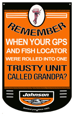 Johnson Motors GPS Fish Locator Reproduction Metal Sign 16x25 | eBay
